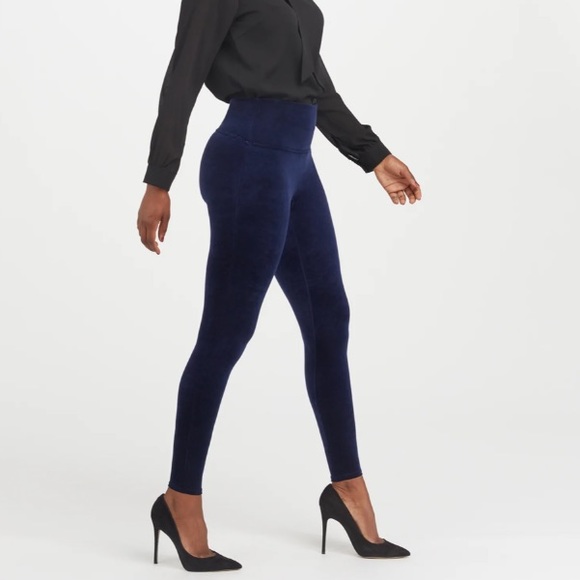 Spanx navy velvet leggings sz med - Picture 2 of 10